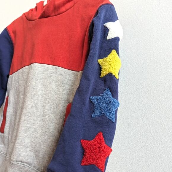 Mini Boden Hoodie Boys Sz 2-3Y Colorblock Gray Stars - Picture 3 of 5